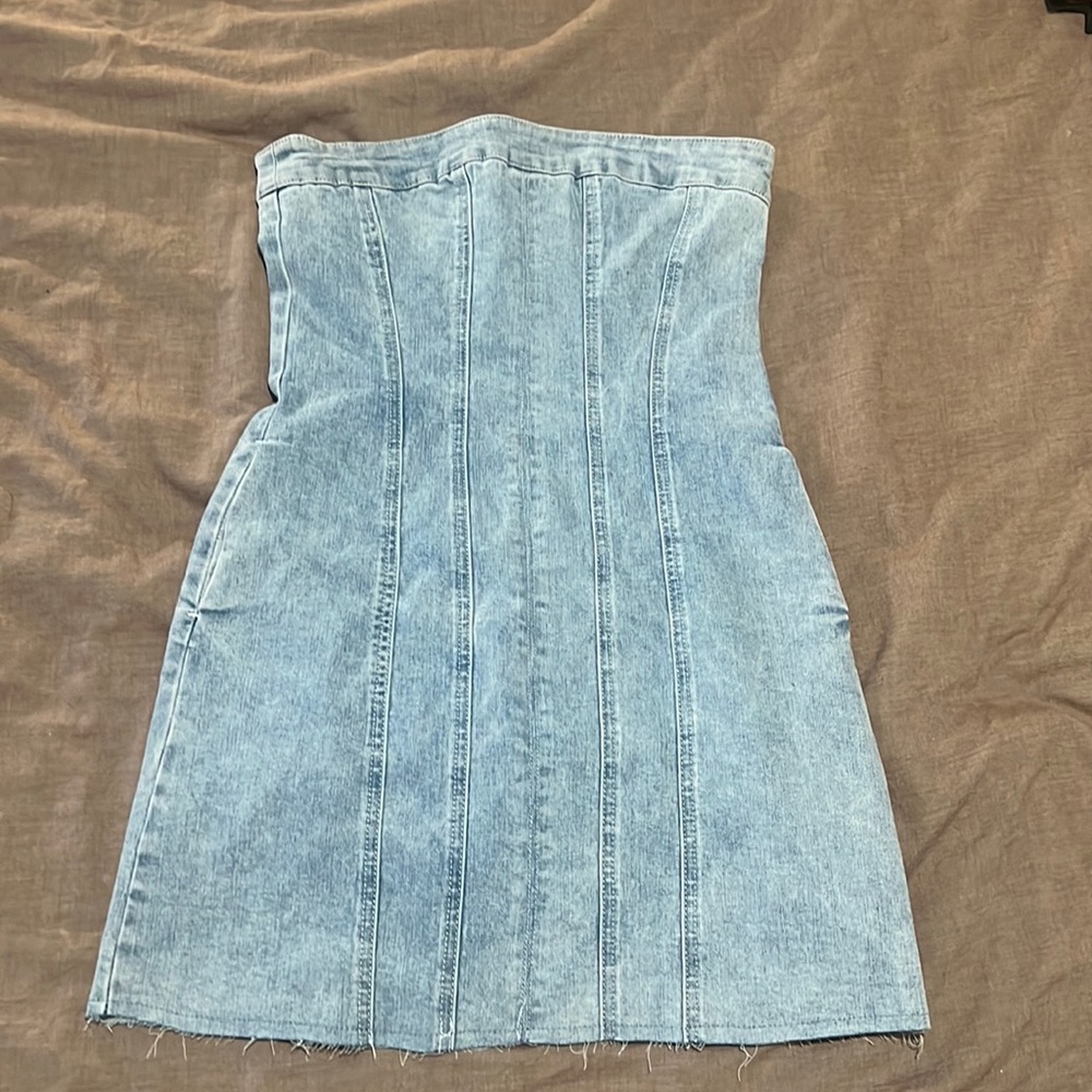 Cropped Denim Dress Vici